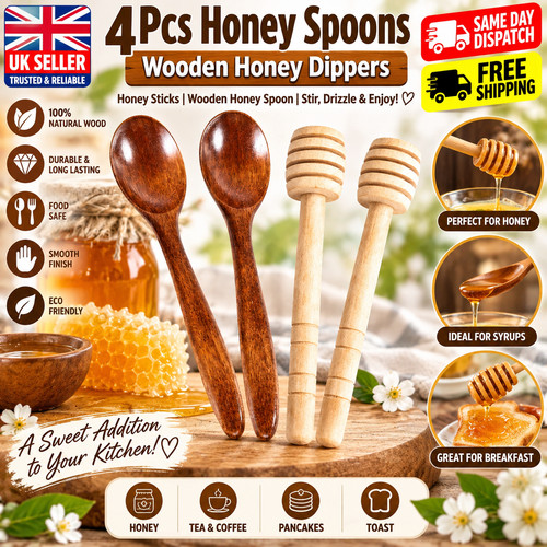 4pcs honey spoons wooden - 4pcs,