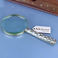 Zuari Antique Vintage Magnifying Glass Mother of Pearl Brass Gift Home Decor