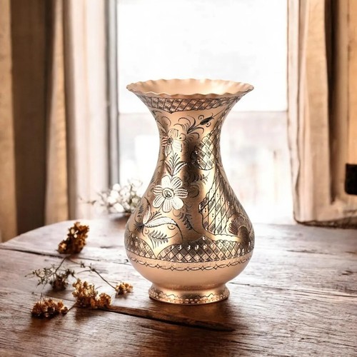Handmade engraved copper vase - engraved,