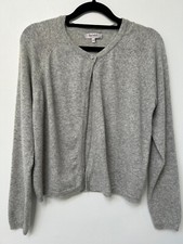 BARTOLINI Pale Grey Merino Wool Cashmere Blend Cardigan Crystal Button M UK10-12