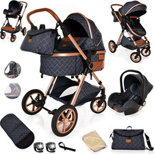 Baby Pram Buggy 3 in 1 Travel System Car Seat Folding Pushchair Reversible