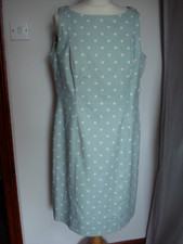 BNWOT duck egg/mint blue/white polka dotted cotton shift/tea dress 16