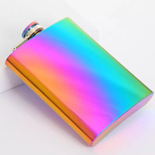 Hip Flask 8oZ Stainless Steel Rainbow Whisky Alcohol Drink Pocket Vodka Bottle 1