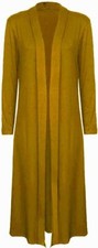 WOMANS LONG FULL SLEEVE MAXI LONG LENGTH BOYFRIEND CARDIGAN COLLARED TOP FLOATY