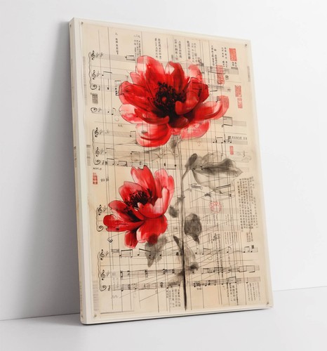 Red rose and sheet music - sheet,