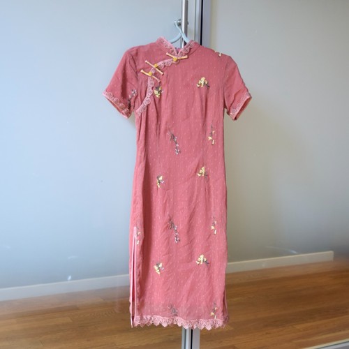 Pink chiffon flora embroidered - pink,