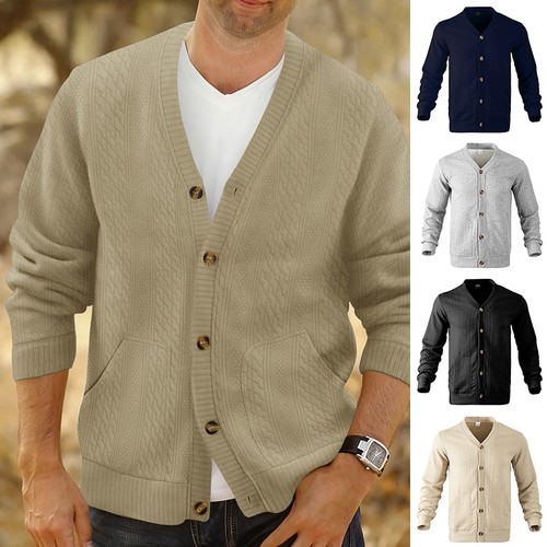 Mens button cardigan diamond - button,