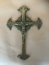 Antique large brass crucifix - antique,