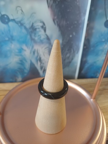 Black agate ring - black, 15