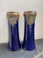 Pair Of Royal Doulton Art Nouveau Glaze Stoneware Vases