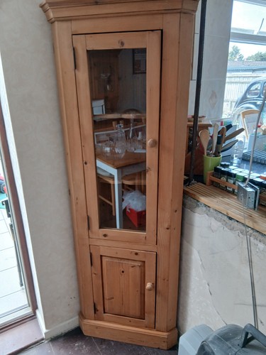 Pine corner cupboard with