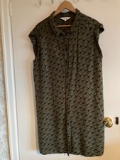 Sleeveless Shirt Dress size 16 green and black Nine by Savannah Miller collar