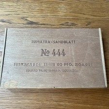Empty Sumatra-Sandblatt Wooden Cigar Box No. 444 Eduard Palm Düsseldorf 
