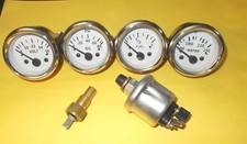 With Oil+temp Sender 52mm Electrical Oil Pressure + Temp + Volt + Fuel white