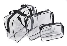 3 pcs Clear Transparent Bag Toiletry Waterproof Cosmetic organizer Beach Travel