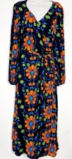 NEXT Myleene Klass Black Floral Print Long Sleeve Midi Wrap Look Dress Size 10