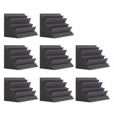 8 Pack - Bass Traps Acoustic Foam Corner, 8''x8''x12'' Black Bass Traps Corne...