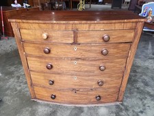 Antique Victorian mahogany large 2 over 4 bow front chest of drawers