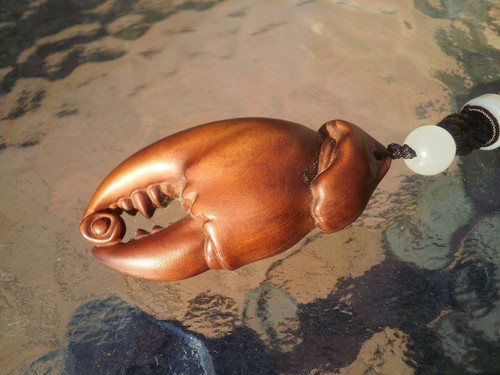 Hand carved wood netsuke crab - carved,