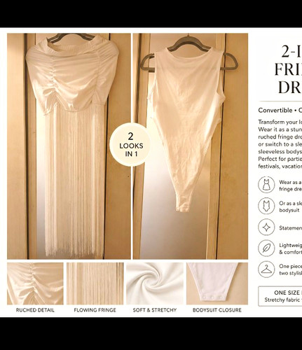 Women white 1 fringe - 2-in-1,