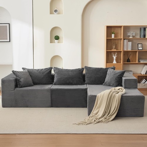 Shaped corduroy sectional - shaped,