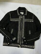 Zara Buttery Deep Black Goat Leather Suede Studded Jacket Men's Size M