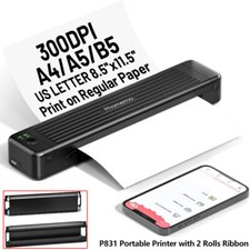 Phomemo P831 Thermal Printer Wireless Printer A4 Printer with 2 Roll Ink Ribbon