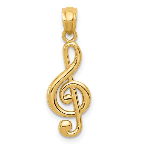 14k gold polished treble clef - 14k,