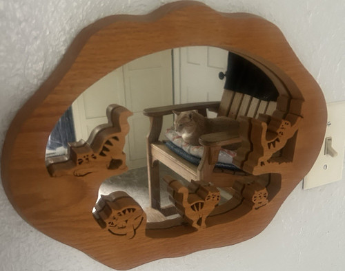 Wood framed wall mirror carved - framed,