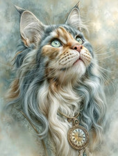 Watercolour, Ornate Cat - 1xA4