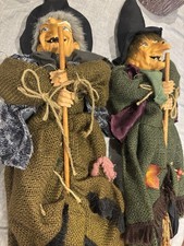 2x ANTIQUE NEW FOREST WITCHES TRADITION ART DOLL FLYING WITCH BROOM. Hand Made
