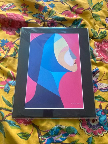 Cubist abstract mounted print - abstract,