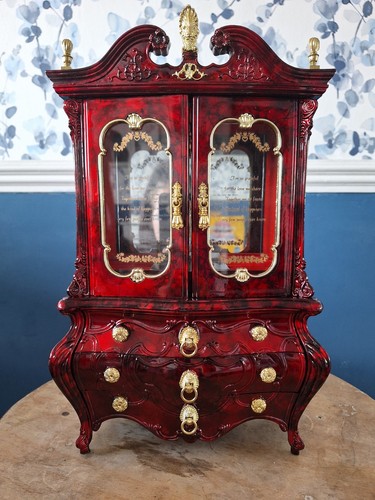 Antique red music jewelry box - antique,