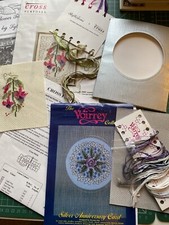 cross stitch Fushias. Part Worked + Voirrey Design For Card Silver Wedding +free