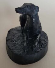 Vintage Bronze Resin Model of a Recumbent Lurcher / Greyhound Signed SR