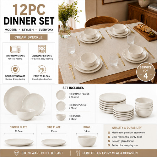 12pc stoneware dinner - 12pc,