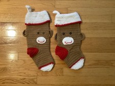 Two handmade crochet sock