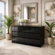Black 6 Drawer High Gloss