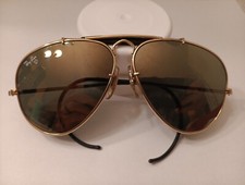 Vintage Ray-Ban B&L Diamond Hard Aviator Sunglasses Rare Gold Frames Wrap Around