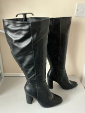 BNWT Ladies Black Leather Look Long Knee High Boots Size 5 EEE Wide Fit By YOURS