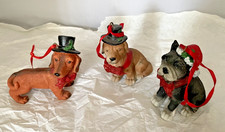 Dog Ornaments for Christmas Tree x 3 Retriever, French Bulldog, Dachshund.