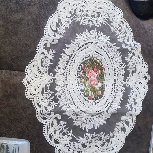 Oval lace fabric doily - oval,