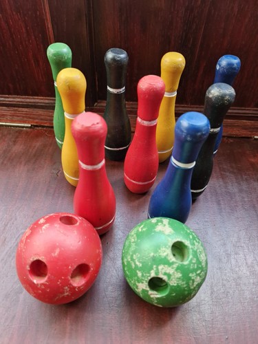 Vintage wooden bowling - vintage,