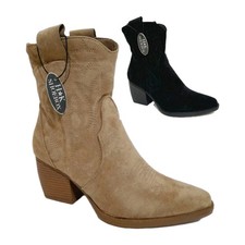 LADIES WOMENS BLOCK HEEL ZIP