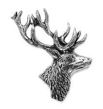 Stag head pin badge - stag, (artisan