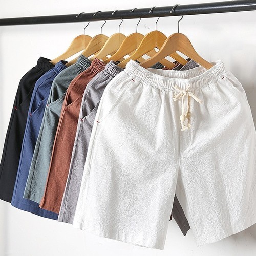 Men cotton linen shorts - cotton,