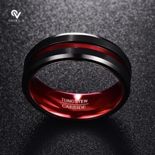 Mens Women Rings All Size Band Titanium Tungsten Steel 8mm Black Silver Gold Uk