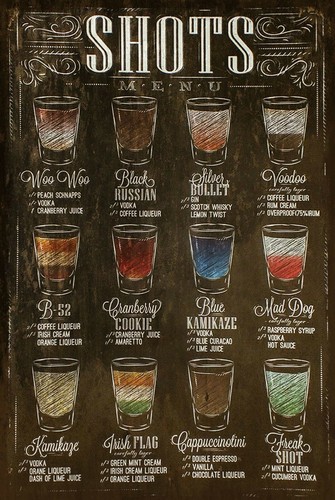 Shots cocktails menu vintage - cocktails,