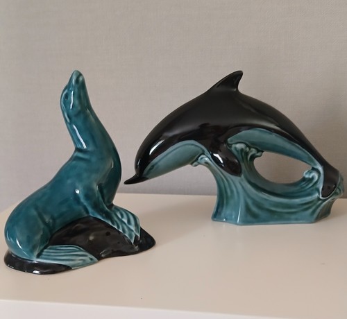 Poole pottery blue dolphin and - dolphin,