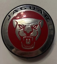 (190) Genuine Used Jaguar Alloy Wheel Centre Cap 60mm Red Silver